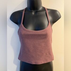 Beyond Yoga Slim Racer Crop tank top shel bra Size M Faded Rose Heather